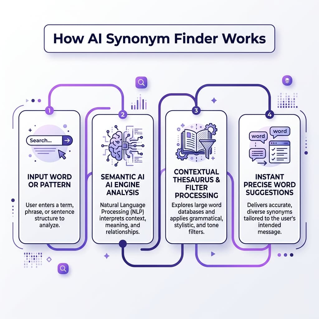 How AI Synonym Finder Works Infographic Diagram